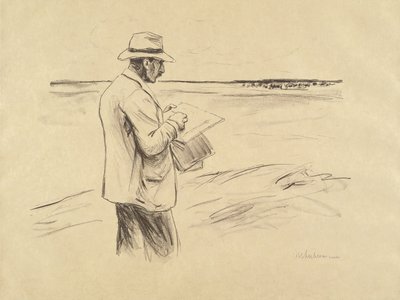 Self portrait in the open drawing by Max Liebermann